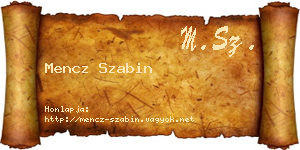 Mencz Szabin névjegykártya